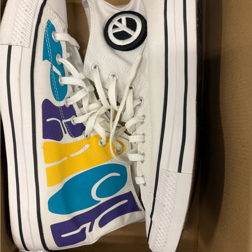Converse White and Purple High-Tops